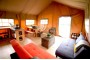 Inside the luxurious Eco Boutique Safari Lodges, plenty of space and bespoke, handmade furniture